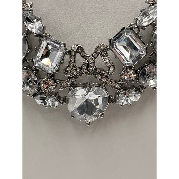 Betsey Johnson Vintage Bling Rhinestone Bow Collar Statement Necklace - Picture 3 of 9